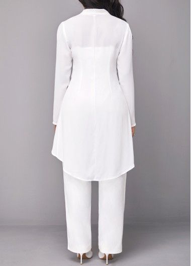 Elegant White Stretch Pantsuit, White Long Pants Sets For Bedtime, White Wide-leg Pants Sets For Spring, Elegant White Wide-leg Jumpsuit, Elegant White Wide-leg Sets, Corporate Dresses, Jumpsuit And Cardigan, Smart Dresses, V Neck Jumpsuit