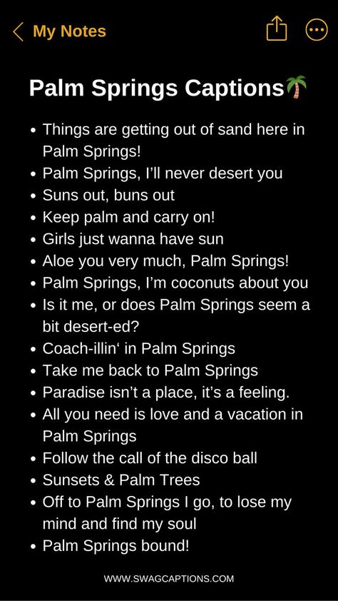 Discover the ultimate Palm Springs captions for Instagram to add a splash of desert chic to your feed! Whether you're lounging by the pool or exploring mid-century modern architecture, these captions will bring your photos to life with a touch of retro glam. From vibrant sunsets to poolside cocktails, capture the essence of this iconic desert oasis in every post. Desert Captions For Instagram, Spring Captions, Poolside Cocktails, Desert Chic, Spring Quotes, Travel Captions, Palm Spring, Quotes For Instagram, Retro Glam