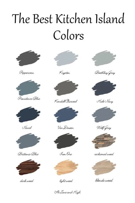 Accent Island Color, Best Kitchen Island Colors, Kitchen Island Colors, Accent Island, Best Kitchen Island, Island Colors, Walnut Island, Kendall Charcoal, Light Wood Kitchens