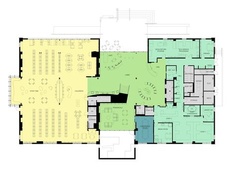 Image 29 of 33 from gallery of Los Gatos Public Library  / Noll & Tam Architects. Plan 01 Library Design Architecture Plan Layout, Library Floor Plan, Education Design Interior, Public Library Design, Office Space Planning, Library Plan, Library Architecture, Modern Library, Sims House Plans