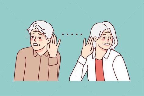 Unhealthy Old People Suffer From Hearing Problems Vector Robot, Childhood Fears, Owl Costume, Minimal Drawings, Hearing Problems, People Problems, Plant Vector, Vector Online, Elderly People