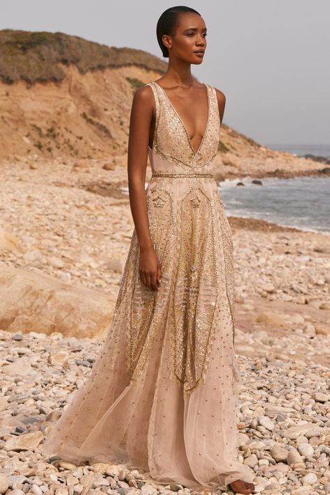 Couture Champagne Wedding Dresses: Cucculelli Shaheen Embroidered A-Line Gown Gaun Tulle, Evermore Fashion, Cucculelli Shaheen, Champagne Wedding Dress, Gold Wedding Dress, Wedding Dress Champagne, Silk Tulle, Champagne Wedding, Ivory Wedding Dress