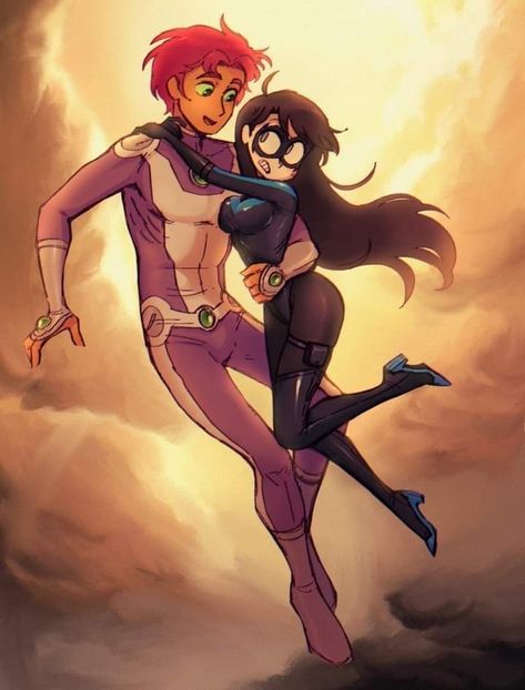 Nighwing, Teen Titans Characters, Robin Starfire, Teen Titans Starfire, Starfire And Raven, Nightwing And Starfire, Teen Titan, Hxh Characters, Dc Comics Artwork