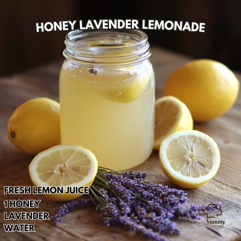 🍯✨ Cool down this summer with a refreshing twist - Honey Lavender Lemonade! 🍋💜 Honey Lavender Lemonade Ingredients: - 1 cup fresh lemon juice (about 5-6 lemons) - 1/2 cup honey - 1 tablespoon dried lavender - 5 cups water Instructions: 1. In a small saucepan, combine honey, lavender, and 1 cup of water. Bring to a simmer, then remove from heat and let steep for 20 minutes. 2. Strain the lavender-infused honey into a pitcher, discarding the lavender. 3. Add the fresh lemon juice and remaining ... Lavender Infused Honey, Honey Lavender Lemonade, Lemonade Ingredients, Cozy Fall Recipes, Infused Honey, Honey Lavender, Lavender Lemonade, Cup Of Water, Festive Drinks