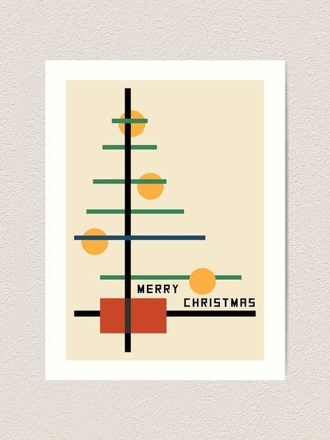 Geometric Christmas Card, Christmas Cards Graphic Design, Bauhaus Christmas, Christmas Tree Artwork, Christmas Graphic Design, Bauhaus Inspired, Graphic Design Cards, Minimalist Christmas Tree, Christmas Tree Art