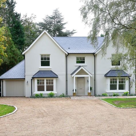 Who doesn't love a classic white timber sash window? 🤩 We understand that the colour of your windows can affect the look of your property, which is why we offer a wide range of colour choices, so you'll always get the perfect match. White Sash Windows, Off White Rendered House Exterior, White Windows Exterior, House Frontage, Sage House, Uk Houses, Rendered Houses, Exterior House Renovation, House Colour