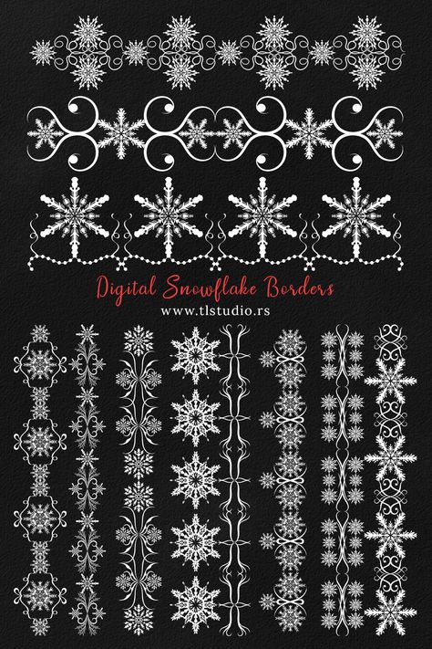 Snowflake Boarder, Lace Print Pattern, Snowflake Lace, Christmas Borders, Work Notes, Black Borders, Girls Work, Christmas Border, Halloween Scrapbook