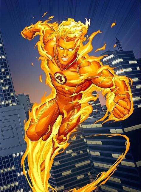 Human Torch Art, Storm Comic, The Human Torch, Patrick Brown, Fantastic Four Marvel, Johnny Storm, Arte Nerd, Marvel Cards, Marvel Characters Art