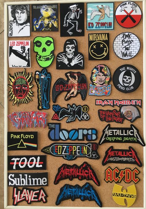 Iron on embroidered patches or sew on. brand new. band patches. rock & roll patches. holiday gift patches. music patches Rock Band Patches, Metal Band Patches, Band Branding, Bag With Patches, Brand New Band, Thrift Flip Ideas, Patches Vintage, Music Patches, Battle Vest