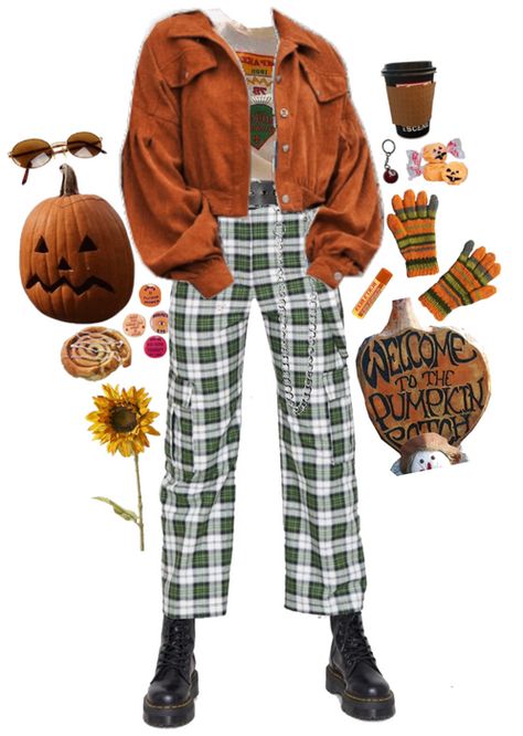 Pumpkin Patch Outfit | ShopLook Gothic Pumpkin Patch Outfit, Pumpkin Patch Outfit Aesthetic, Fall Pumpkin Outfit, October Outfits Halloween, Summerween Outfit, Pumpkin Patch Outfit Alternative, Orange Flannel Outfit, Spooky Outfits Aesthetic, Grunge Pumpkin Patch Outfit