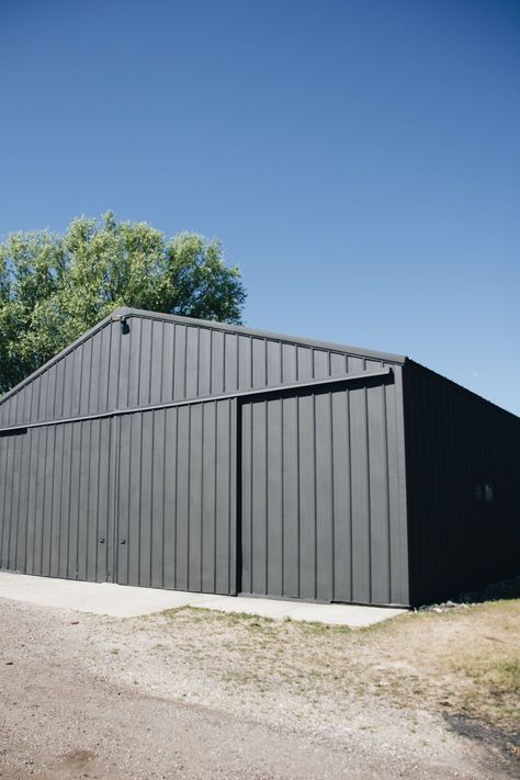 Metal Shed Makeover, Garage Paint Colors, Paint Transformation, Metal Storage Buildings, Garage Paint, Tractor Barn, Painted Shed, Shed Makeover, Steel Storage Sheds