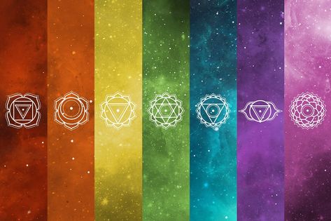 Chakra Symbols Vector Set by skyboxcreative on @creativemarket Chakra Illustration, Swadhisthana Chakra, Zumba Quotes, Chakra Painting, Chakra Tattoo, Manipura Chakra, The Seven Chakras, Chakra Symbols, Chakra Art