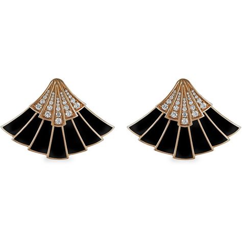 Art Deco Diamond Jewelry, Black And Gold Jewelry, Art Deco Inspired Jewelry, Black And Gold Earrings, Bijoux Art Deco, Bijoux Art Nouveau, Fan Jewelry, Pave Jewelry, Pave Diamond Earrings