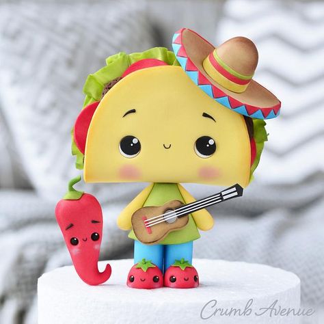 Taco Birthday Cake, Diy Unicorn Cake, Taco Cake, Taco Birthday, Cake Templates, Unique Cake Toppers, Cake Topper Tutorial, Unicorn Cake Topper, Polymer Clay Figures