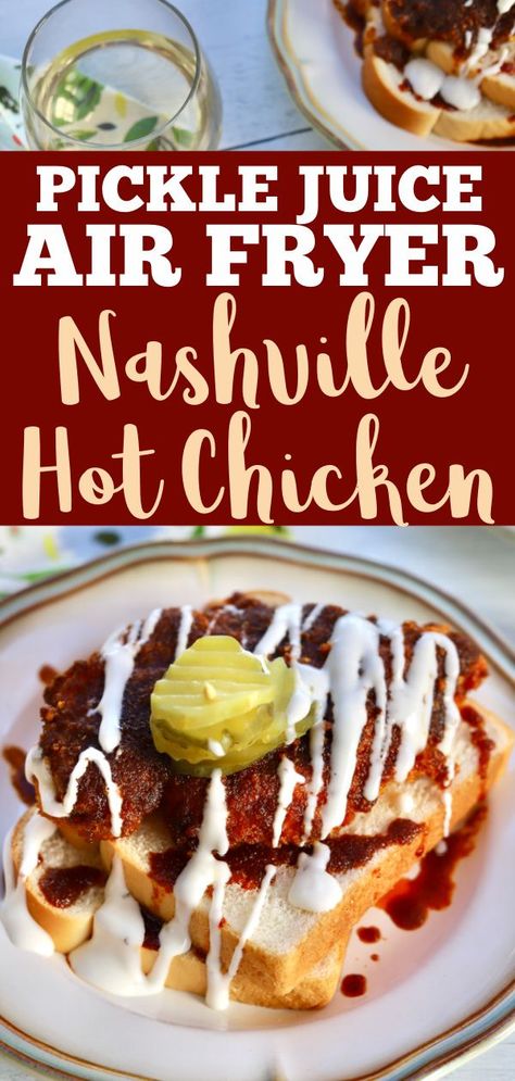 Crispy and perfectly golden, smothered in a sweet-and-spicy sauce, this Nashviille Hot Chicken Sandwich is the ultimate comfort food recipe. #Nashville #Hot #Chicken #Sandwich #Recipe Air Fryer Nashville Hot Chicken, Nashville Hot Chicken Sandwich Recipe, Side Dishes Air Fryer, Nashville Hot Chicken Sandwich, Nashville Hot Chicken Recipe, Air Fryer Side Dishes, Hot Chicken Recipe, Nashville Chicken, Air Fryer Dinners