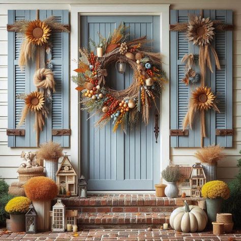 17 Farmhouse Shutter Ideas To Add Charm And Character To Your Home - My Besuited Home Small Shutter Ideas, Decorating With Old Shutters, Shutter Decor Ideas, French Country Shutters, Distressed Shutters, Shutter Ideas, Metal Shutters, Shutter Decor, Farmhouse Shutters