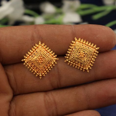 22k Gold Earrings With Weight, Gold Earrings Under 5 Grams Indian, Earrings Tops Gold, Gold Top Earrings, Gold Rings Jewelry Women, Tops Earrings Gold, 3 Grams Gold Earrings, Gold Earrings For Women Indian, Gold Tops Earrings Indian