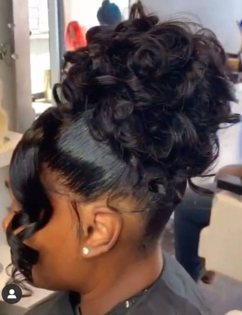 Popular Updos 2022, Wedding Hairstyles For Black Women Updo Bridesmaid Hair Style, Wedding Updos For Black Hair, Bridal Hairstyles On Black Women, Bridal Hair Inspiration Up Dos, Hair Styles For Wedding Black Women, Ponytail Wedding Hairstyles Black Women, Bridal Updo For Black Women, Updo Sew In Hairstyles Black Women