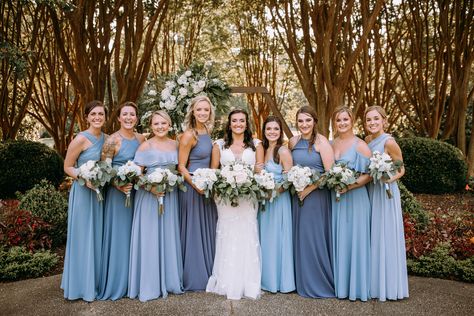 Mixed Blue Bridesmaid Dresses, Blue Bridesmaid Dresses Winter, Blue Bridesmaid Dresses Mismatched, Shades Of Blue Bridesmaid Dresses, Brides Maid Dresses Blue, Mismatched Bridesmaid Dresses Blue, Ombre Bridesmaid Dresses, Rustic Bridesmaid Dresses, Dusty Blue Bridesmaid