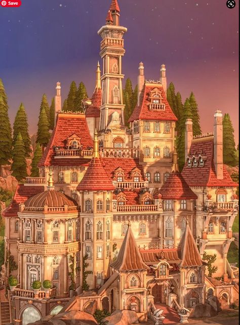 Castles Sims 4, Sims 4 Castle Build, Sims Castle, Beasts Castle, Sims 4 Castle, Sims4 Inspiration, Beauty And The Beast Castle, Noble Aesthetic, Disney Minecraft