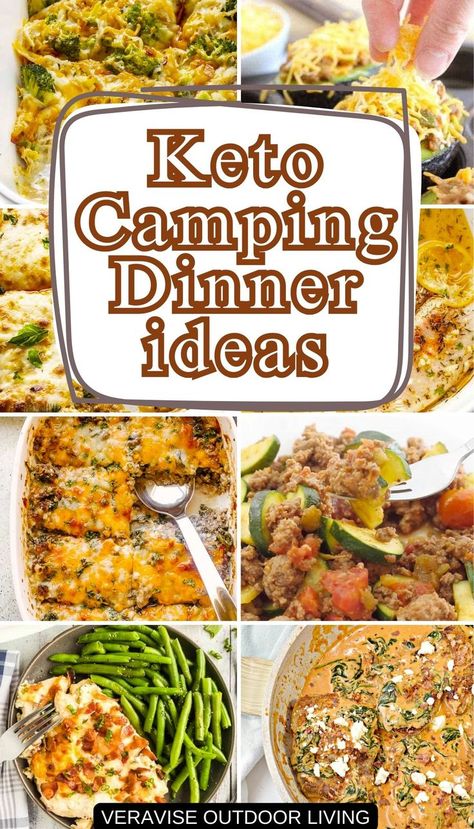 Keto Camping Dinner Camping Dinner Ideas, Keto Camping, Spinach Artichoke Chicken Casserole, Super Easy Casseroles, Creamy Garlic Chicken Recipes, Bacon Ranch Casserole, Camping Dinner, Stuffed Avocados, Ranch Casserole