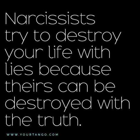 "Narcissists try to destroy your life with lies because theirs can be destroyed with the truth" – Unknown #quotes #relatablequotes #narcissistquotes #narcissist Liar Quotes, Narcissistic Tendencies, Lies Quotes, Unknown Quotes, Narcissism Quotes, Now Quotes, Narcissistic People, Narcissistic Behavior, Visual Statements