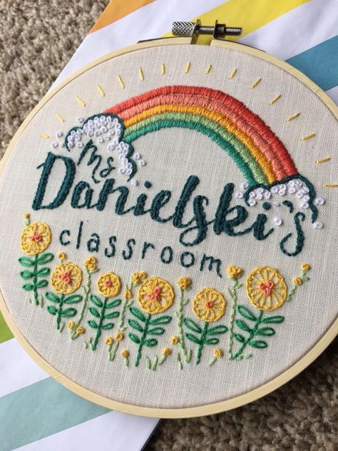 Teacher gift. : Embroidery Embroidery Teacher, Funny Embroidery Patterns, Crochet Teacher, Crochet Teacher Gifts, Gift Embroidery, Embroidered Wall Art, Teacher Gift Ideas, Funny Embroidery, Embroidery Crochet