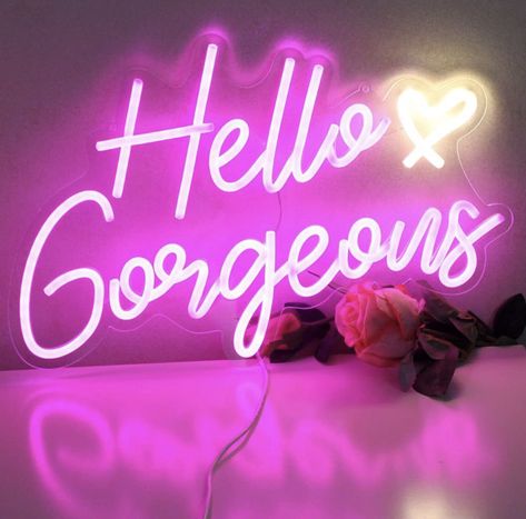 DAKABUKA Hello Gorgeous Neon Sign Hello Beautiful Pink LED Neon Lights for Home Wedding Birthday Backdrop Bacelorette Party Wth Dimmable Switch(5V,16.5X10.6inches) Hello Gorgeous Neon Sign, Hello Gorgeous, Led Neon, Neon Sign, Neon Signs, Neon, Wall Decor, Led, Signs