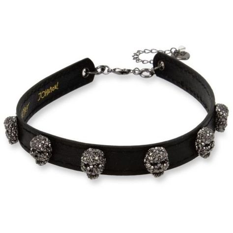 Betsey Johnson Black Hematite-Tone Pave Skull Black Leather Choker... (1.091.470 VND) ❤ liked on Polyvore featuring jewelry, necklaces, black, choker necklace, hematite necklace, betsey johnson necklace, gothic jewelry and leather choker Goth Choker Necklaces, Gothic Choker Necklace, Punk Rock Jewelry, Necklaces Black, Black Leather Choker, Hematite Jewelry, Goth Choker, Necklaces Choker, Goth Necklace