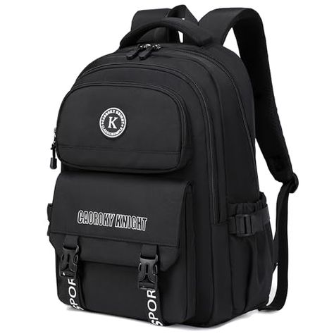 Caoroky knight laptop backpack 15.6 inch for women men large college bookbag school bag for kids teens girls boys students elementary back pack anti theft travel daypack work business rucksack-Black Collage Bag, Collage Backpack, Business Rucksack, Travel Daypack, School Bags For Kids, Anti Theft, School Bag, Laptop Backpack, Women Men