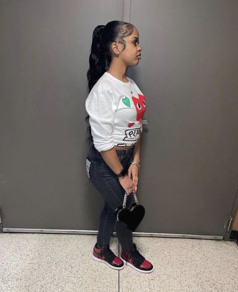 Patent Bred 1s Outfit Girl, Bred 1s Outfit, Patent Bred 1s Outfit, Patent Bred 1s, Jordan Patent, 1s Outfit, Chill Outfits, Girl Fits, Fall Fits