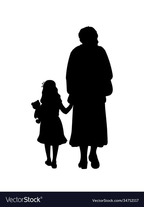 Grandmother And Granddaughter, Girls Holding Hands, Trend Tiktok, Silhouette People, Silhouette Art, Grandchildren, Transparent Png, Cupcake Toppers, Png Images