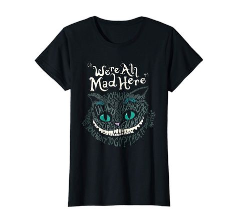 Amazon.com: Cheshire Alice Cat We're All Mad Here Wonderland T-Shirt: Clothing