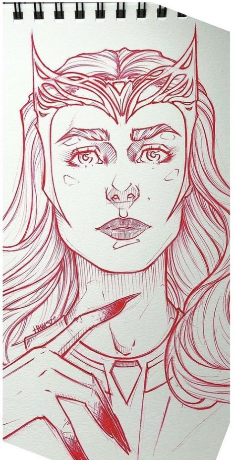 Scarlet Witch Art Drawings, Scarlet Witch Sketch Pencil, Scarlet Witch Coloring Pages, Wanda Crown Drawing, Wanda Maximoff Drawing Easy, Scarlet Witch Drawing Easy, Wanda Drawings Marvel, Scarlett Witch Drawing, Wanda Sketch