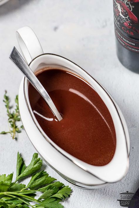 Espagnole Sauce - Sunday Supper Movement Espagnole Sauce Recipe, Espagnole Sauce, Prime Rib Sauce, Steak Sauce Recipes, French Sauces, Potato Gravy, Best Beef Recipes, Red Wine Sauce, Lemon Butter Sauce