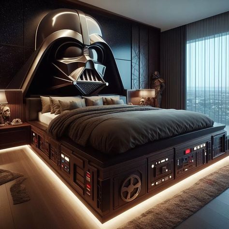 Welcome to the dark side of comfort! If you're a Star Wars enthusiast looking to bring the power of the Force into your bedroom, look no further than the Star Wars Room Ideas Bedrooms, Star Wars Bedroom Ideas For Adults, Star Wars Room Ideas, Star Wars Boys Bedroom, Star Wars House, Star Wars Furniture, Star Wars Bed, Welcome To The Dark Side, Star Wars Bedroom