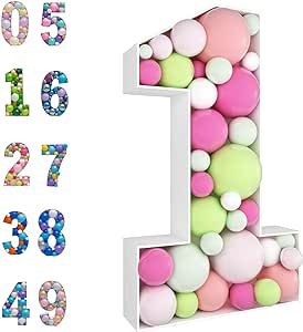 JoyBox Design 3FT Mosaic Balloon Frame Number 1 Marquee Light Up Numbers Pre-Cut Kit Thick Foam Board Decoration for Birthdays Anniversary Baby Shower… Cocomelon Party Ideas, Light Up Numbers, Mosaic Balloon, Marquee Decoration, Birthday Party Decorations For Adults, Theme First Birthday, Balloon Frame, Birthday One, 1st Bday Party