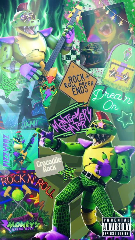 Glamrock Monty, Monty Fnaf, Crocodile Rock, Rock Aesthetic, Fnaf Sister Location, Animatronic Fnaf, Fnaf Wallpapers, Fnaf Memes, Sister Location