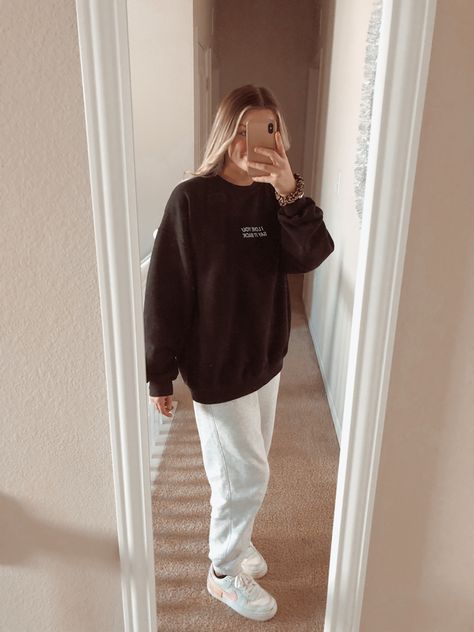 Sweatpants And Crewneck Outfit, Crewneck And Sweatpants Outfit, Gray Crewneck Outfit, Sweatpants Sweatshirt Outfit, Sweater And Sweatpants Outfits, Lonely Ghost Sweatshirt, Sweatpants And Sweatshirt Outfit, Sweatshirt And Sweatpants Outfits, Ghost Clothes