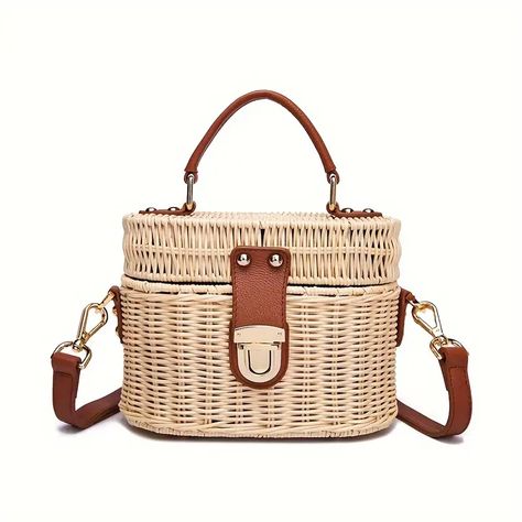 Satchel - Temu Rattan Bag, Womens Shoes High Heels, Satchel Handbags, Woven Bag, Women's Bags, Luggage Bags, Cross Body Handbags, Kid Shoes, Straw Bag