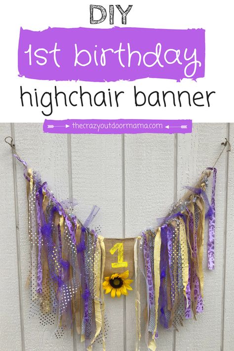 This a tutorial for a DIY Easy Highchair Banner for your Baby Girl’s First Birthday! This DIY Highchair Banner is just the handmade touch you need for your baby’s 1st birthday! This highchair banner is made of burlap, pretty fabric and sprarkly tulle! #diy #firstbirthday #1stbirthday #highchairdecor How To Make High Chair Birthday Banner, Diy 1st Birthday Highchair Banner, Diy Highchair Birthday Banner, Highchair Tutu Diy, Diy Highchair Birthday Banner Ribbon, Banner For High Chair Birthday Highchair, Highchair Birthday Banner, Highchair Birthday, Cake Decorating For Kids