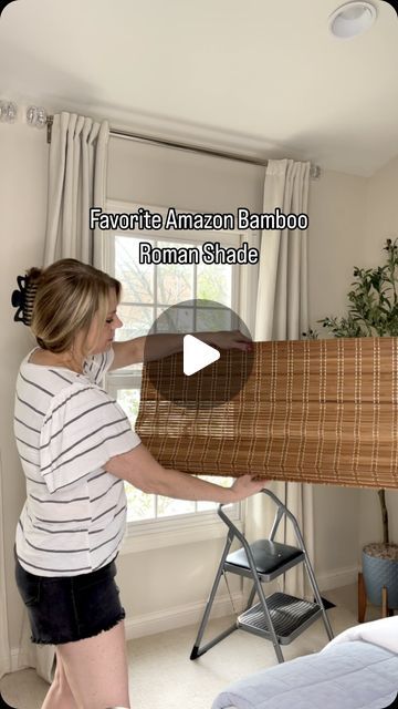 Room Remedies by Melissa on Instagram: "I love the natural elegance of bamboo Roman shades🌿. They are perfect for adding natural warmth and style to any room. These shades offer privacy while allowing soft, filtered light to brighten your space. ☀️

🔗 The link to these bamboo shades can be found in my bio in my Amazon storefront.

👉🏻 These shades come in many different colors and can be customized to fit your windows.

🏡 Be sure to follow me to see more of my favorite home finds and for decorating tips and inspiration. 

#lazblinds #romanshades #windowtreatments #amazonhomefinds #windowcoverings #homedecorfinds #interiordesigntips #homestyling #homedecorating" Bamboo Shades With Curtains Living Rooms, Bamboo Blinds With Curtains, Bamboo Shades With Curtains, Bamboo Shades Bedroom, Bamboo Shades Kitchen, Woven Roman Shades, Bamboo Roman Shades, Window Treatments Bedroom, Diy Shades