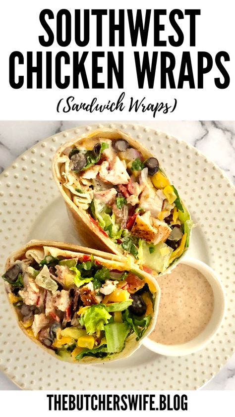 Southwestern Chicken Wrap, Southwest Chicken Wraps, Easy Dinner Recipes Healthy, Spicy Chicken Wrap, Chicken Wraps Healthy, Grilled Chicken Wraps, Bbq Chicken Wraps, Southwestern Chicken, Tortilla Strips