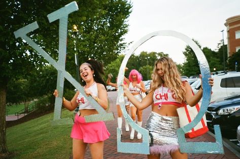 #disco #bidday #ChiO #Chiomega #sorority letters Letter Ideas, Sorority Letters, Chi Omega, Bid Day, Sorority