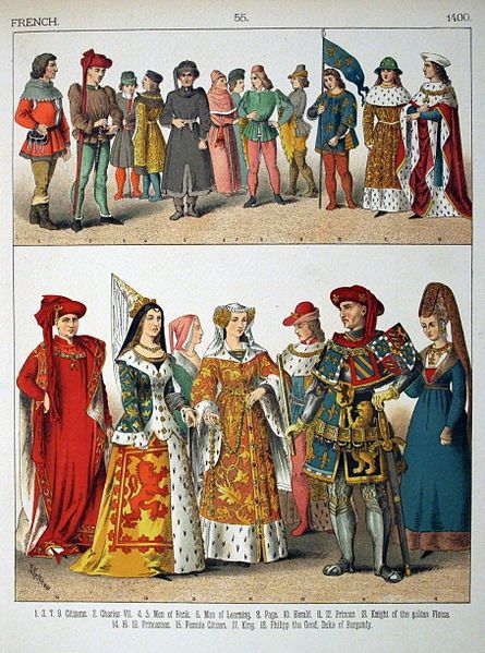 1400, French Medieval Costumes, French Costume, Fashion Timeline, Medieval Clothes, Medieval Woman, History Fashion, Middle Age Fashion, Medieval Costume, Medieval Clothing