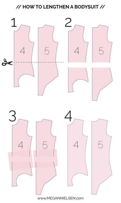 How to lengthen or shorten a bodysuit // A Rowan tutorial — megan nielsen design diary How To Make A Body Suit, How To Make A Bodysuit, Diy Body Suit, Diy Bodysuit Pattern, Diy Bodysuit Pattern Sewing, Sew Bodysuit, Leotard Pattern Sewing, Body Suit Pattern, Sewing Patterns Bodysuit