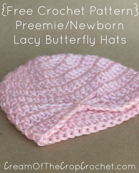 Nicu Crochet, Premie Crochet, Crochet Preemie Hats, Beanie Ideas, Angel Outfits, Crochet Cottage, Butterfly Hat, Preemie Crochet, Crochet Caps