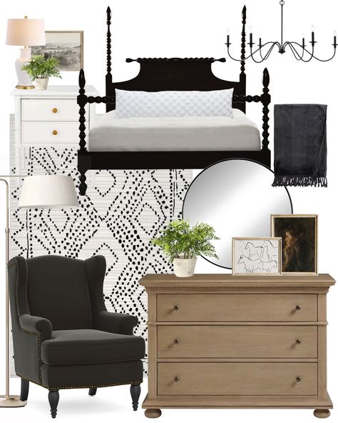 Splurge vs. Save Mood Boards - Bedroom Option 3 - Dear Lillie Studio Sofas Facing Each Other, Mood Board Bedroom, Bedroom Mood Board, Black White Bedrooms, Dear Lillie, Moody Bedroom, Bedding Inspiration, Interior Design Presentation, Nice Weekend