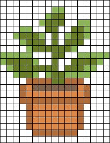 Plant Perler Bead Patterns, Perler Bead Plants, Plant Alpha Pattern, Leaves Pixel Art, Plant Perler Beads, Plants Pixel Art, Cottagecore Pixel Art, Leaf Pixel Art, Pixel Art Plants