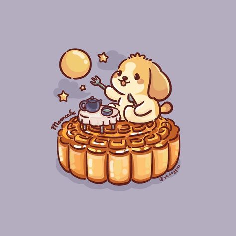 Yo,doggies!狗子哇 trên Instagram: “✲ﾟMooncake theme ✲ﾟthis week!! The Mid-Autumn festival is approaching! Doggies are so ready for sweeeeeet mooncakes (-^〇^-) What is your…” Mooncake Drawing, Mooncake Aesthetic, Mooncake Illustration, Gacha Chibi, Food Kawaii, Images Kawaii, Alphabet Wallpaper, Goodnotes Stickers, Cute Food Drawings